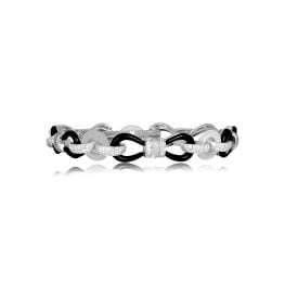 onyx, crystal, and diamond bow link design bracelet Lamesa Bracelet EF-B1031