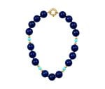 lapis and turquoise beaded necklace rope yellow gold Wayside Necklace EF-N1053