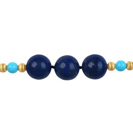 beaded design necklace with lapis, turquoise and yellow gold beads Wayside Necklace EF-N1053