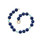 beaded necklace with lapis and turquoise stones Wayside Necklace EF-N1053