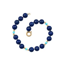 beaded necklace with lapis and turquoise stones Wayside Necklace EF-N1053