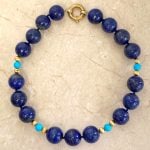 Vintage Lapis and Turquoise Beaded Wayside Necklace