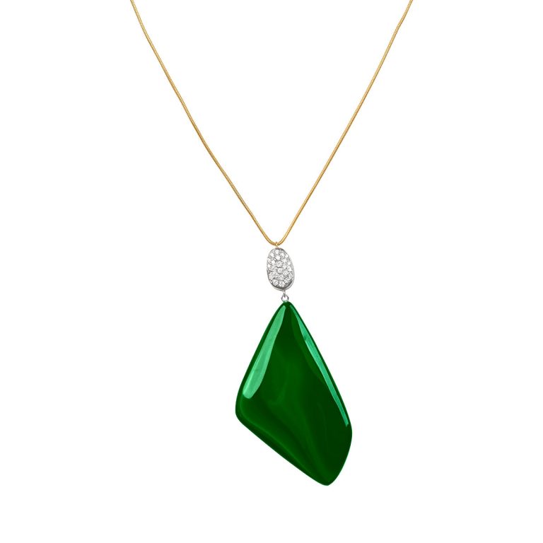 Vintage Malachite and Diamond Ashmore Necklace, Circa 1970