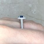 Prong-Set Sapphire with diamond Halo Side Finger View f4 MOSK101