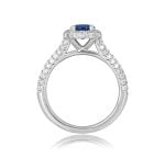 Sapphire ring and Diamond Halo and shoulder design Gurley Ring MOSK101