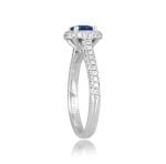 Sapphire ring and Diamond domed Halo Gurley Ring MOSK101