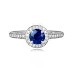 0.92 carat center sapphire stone with diamond halo Gurley Ring MOSK101