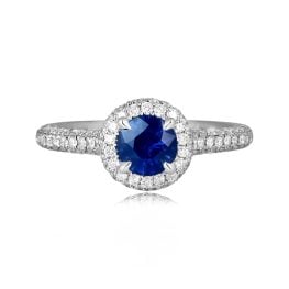 0.92 carat center sapphire stone with diamond halo Gurley Ring MOSK101