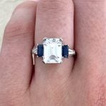 Vintage Diamond and Sapphire Engagement Ring Finger Picture f2 MTG1