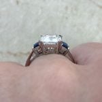 Emerald-Cut Diamond Set in Platinum Basket View f3 MTG1