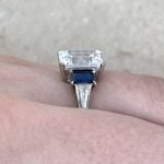 Prong-Set Emerald-Cut Diamond Ring Side Finger View f4 MTG1