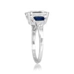 emerald cut center diamond with baguette sapphire accents Karnack Ring MTG1
