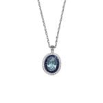 convertible pendant ring centering an oval cut aquamarine with double halo Hartley Ring & Pendant 15598