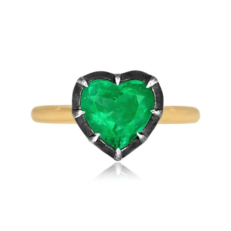 1.87ct Colombian Heart Shaped Emerald Alamito Ring
