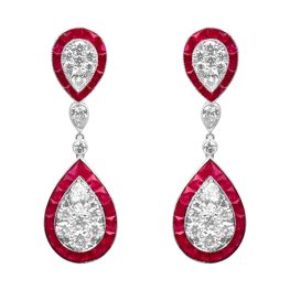 hanging earrings featuring diamond and ruby earrings Partoun Earrings EAji968