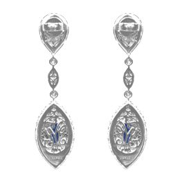 Sapphire, Tsavorite and Diamond Carlin Earrings EAt961 Back View photo