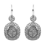 old cut center Diamond and Sapphire Halo Montello Earrings EAti964