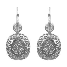 old cut center Diamond and Sapphire Halo Montello Earrings EAti964