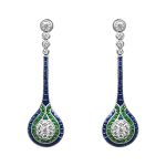 elongated drop earrings featuring sapphire , tsavorite and diamond stones Holborn Earrings EAti964
