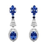 floral geometric designed earrings with sapphire and diamond stones Heyburn Earrings ECg959