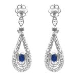 Oval Cut Sapphire and Diamond Roswell Earrings ECg963 Top Side View
