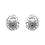 Sapphire and Diamond Cluster Stud Scio Earrings ECm963 Back View Photo