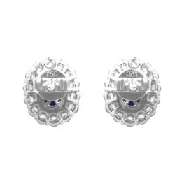 Sapphire and Diamond Cluster Stud Scio Earrings ECm963 Back View Photo