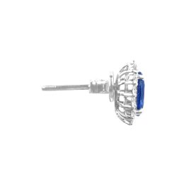 Sapphire and Diamond Cluster Stud Scio Earrings ECm963 Top Side View Photo