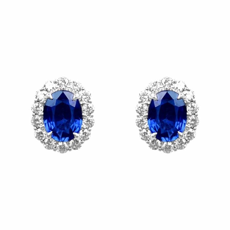 Sapphire and Diamond Cluster Stud Scio Earrings