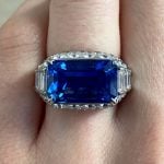Bulgari Ring centering an emerald cut GRS certified sapphire