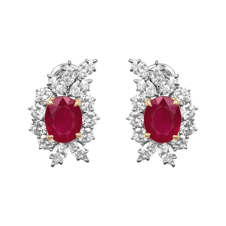 Burma Ruby and Diamond Astral Earrings