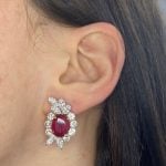Astral Earrings featuring two non-heated Burmese ruby stones