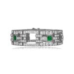 Cartier bracelet art deco era with emerald and diamond stones Cartier Bracelet HER1319