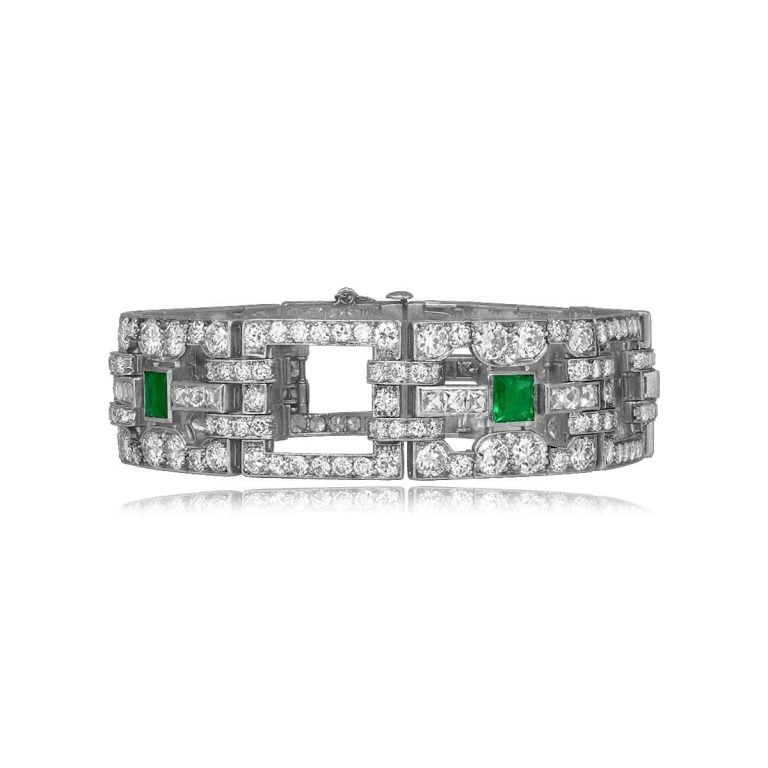 Cartier Art Deco Emerald and Diamond Bracelet, Circa 1925
