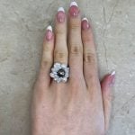 Pearl and Diamond Ring with a Floral Motif Hand Picture f1 HER1922