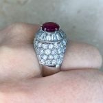Non-Heated Burma Ruby and Diamonds Side Finger View f4 HER3157