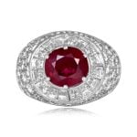 center ruby with diamond domed design platinum ring VCA Ring HER3157