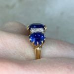 Birthstone Ring with Diamonds and Sapphires Side Finger View f4 HER4900