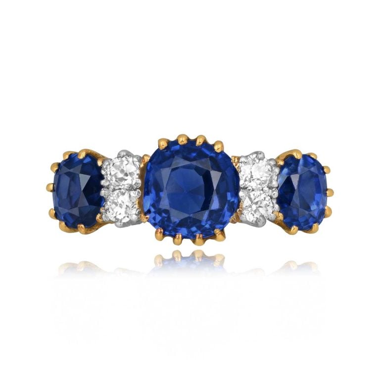 Edwardian Sapphire Three Stone Porter Ring, Circa 1910
