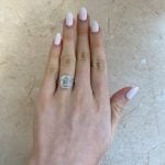 Bezel-Set Diamond on Platinum Engagement Ring Hand Picture f1 JD3081E