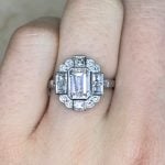 Front Finger View Diamond with diamond halo Engagement Ring f2 JD3081E
