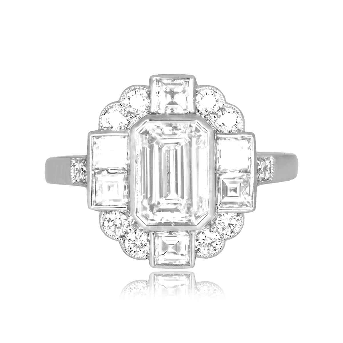 Stacked from 28 images. Method=C (S=1) center 0.97 carat emerald cut diamond with mix shaped diamond halo Bertrand Ring JD3081E