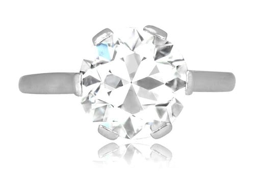 Edwardian era old European cut diamond ring in platinum
