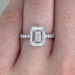 Front finger view GIA-Certified 2.76 carat emerald cut diamond ring f2 RJ-4J878