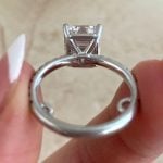 Emerald-Cut Center Diamond Set in Platinum Back View f6 RJ-4J878