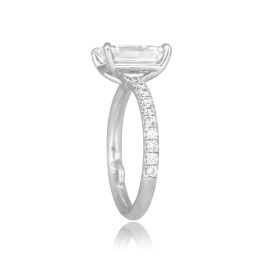 GIA 2.76 carat Emerald Cut Diamond diamonds on shoulder Roseville Ring RJ-4J878-TSV