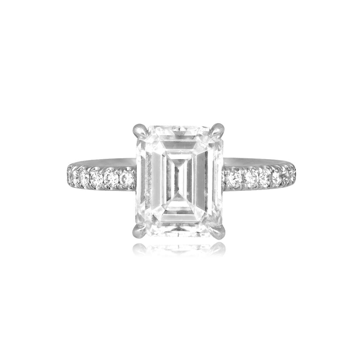 Stacked from 32 images. Method=C (S=1) GIA 2.76 carat emerald cut center diamond with diamond on shoulder Roseville Ring RJ-4J878