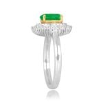 1.25ct Emerald and Diamond Halo Biota Ring RKK3014447 top side view photo