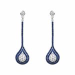 elongated drop shape hanging earrings with sapphire and diamond stones Hubbard Earrings SH525