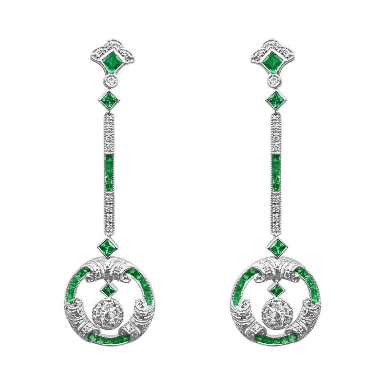 Emerald and Diamond Aberdeen Earrings